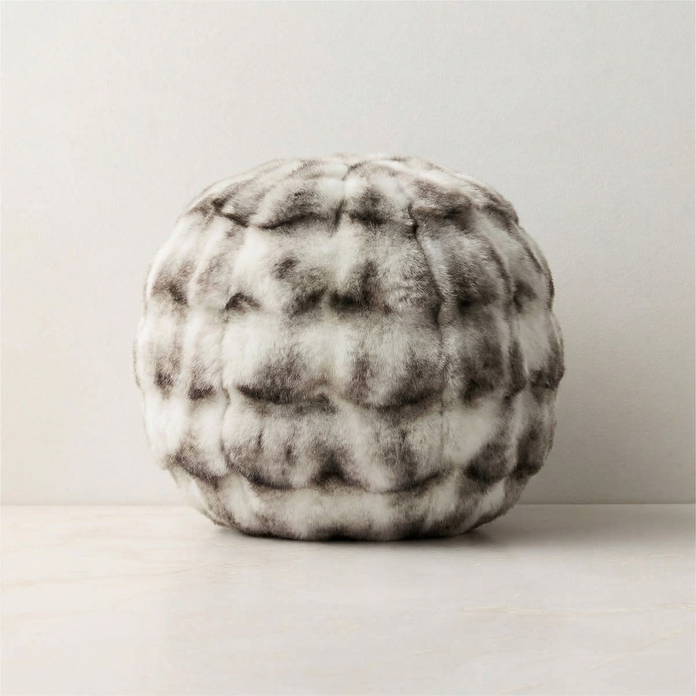 Ball-shaped Pillow — Sheared Rabbit Fur