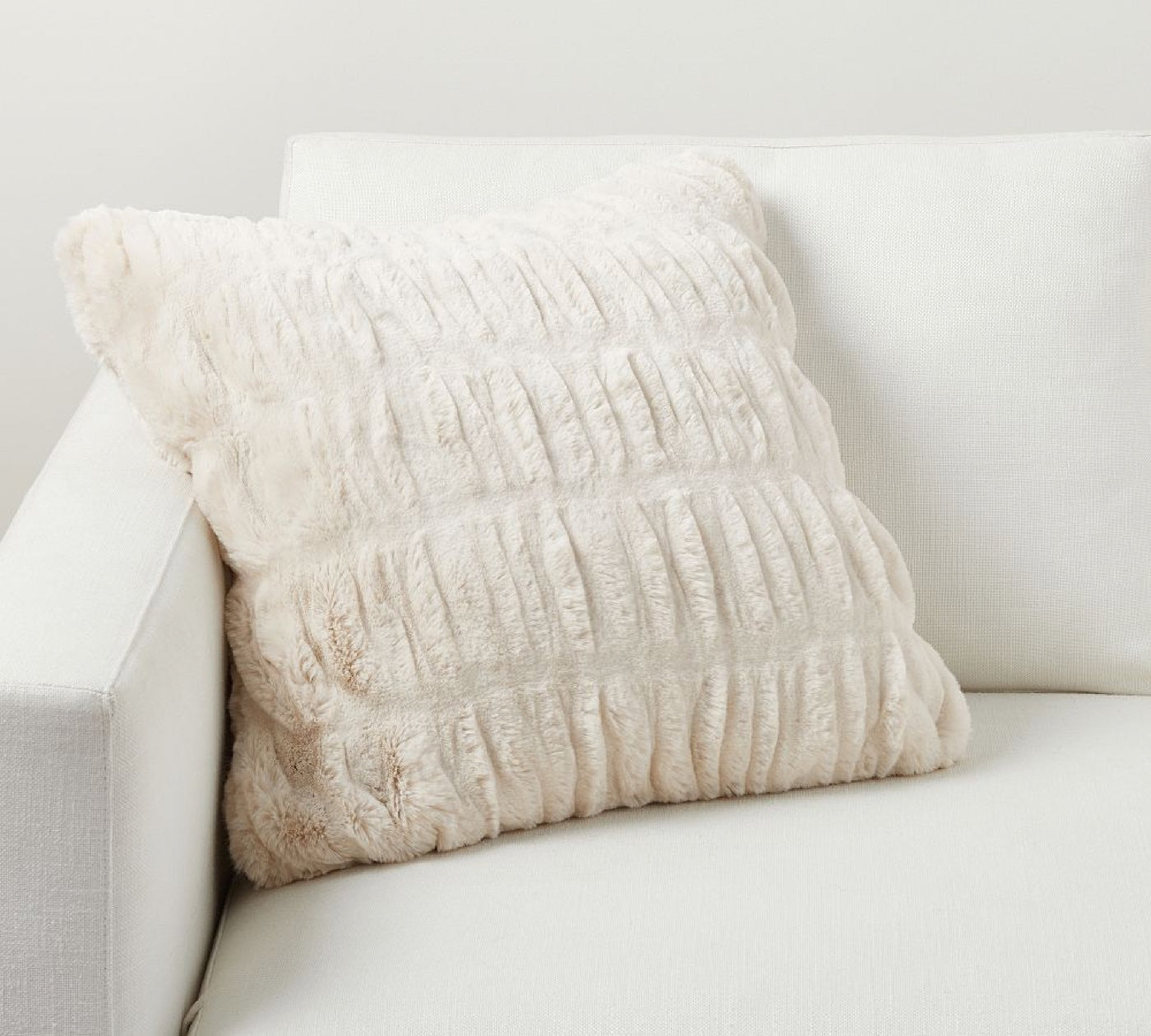 Square Cushion — Ruched Rabbit Fur