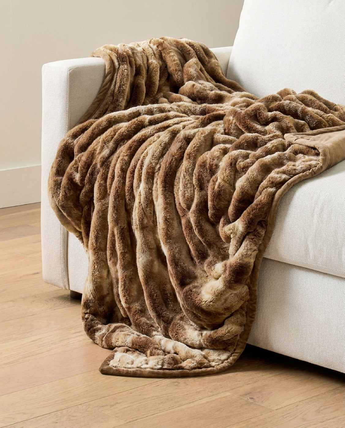 Throw Blanket — Ruched Rabbit Fur